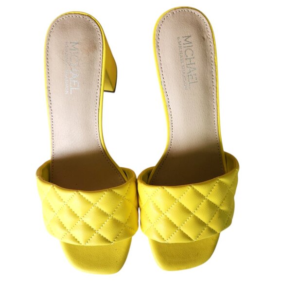 Michael Shannon RIYA Women's Yellow Quilted Slide Sandals Block Heel Size 7.5 - Picture 5 of 10